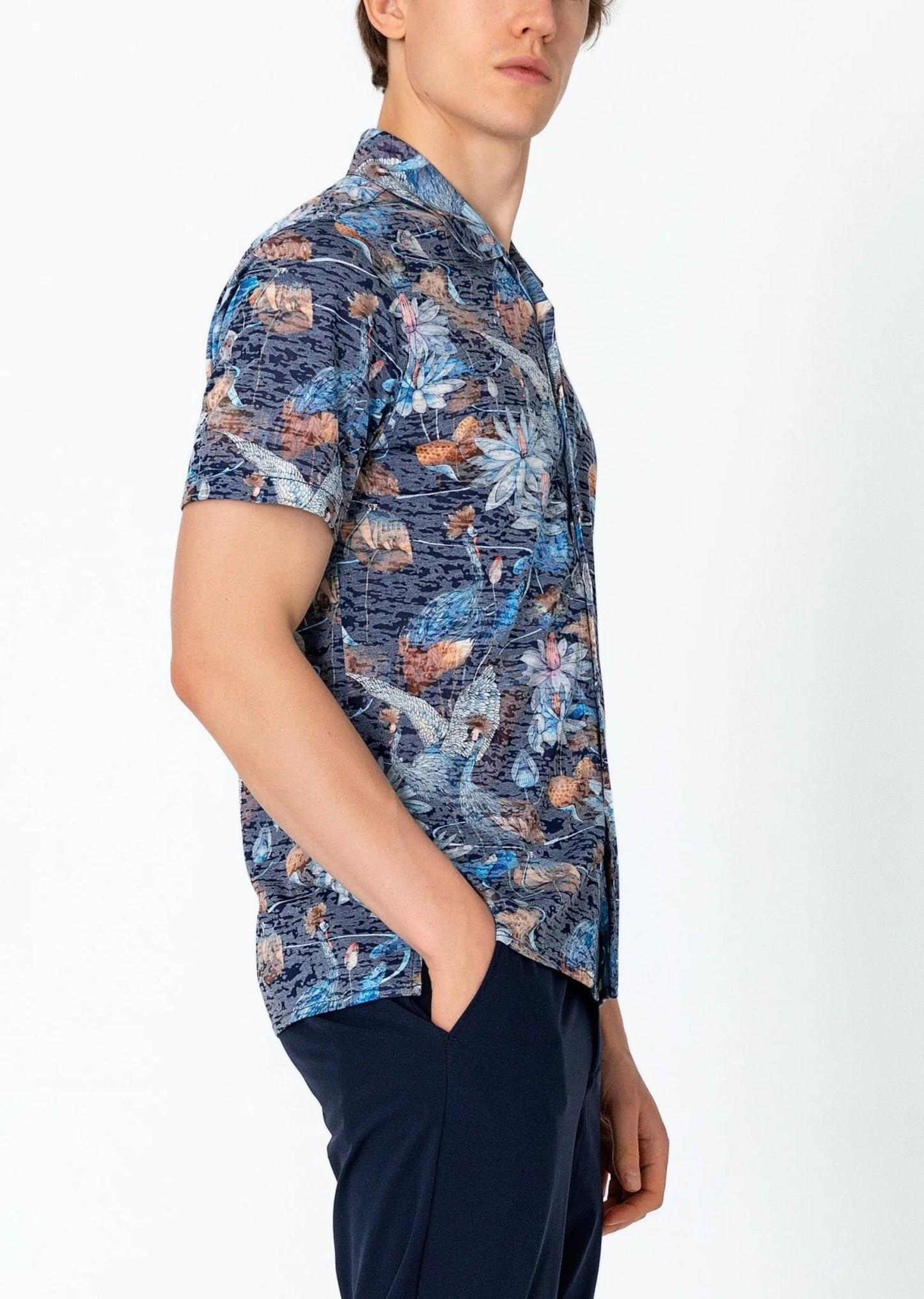 Collared Lightweight Shirt Peacock Lotus