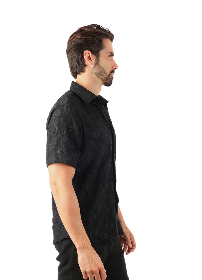 Elegant Fade Short Sleeve Shirt Black