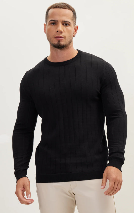 Stripe Knit Sweater Black