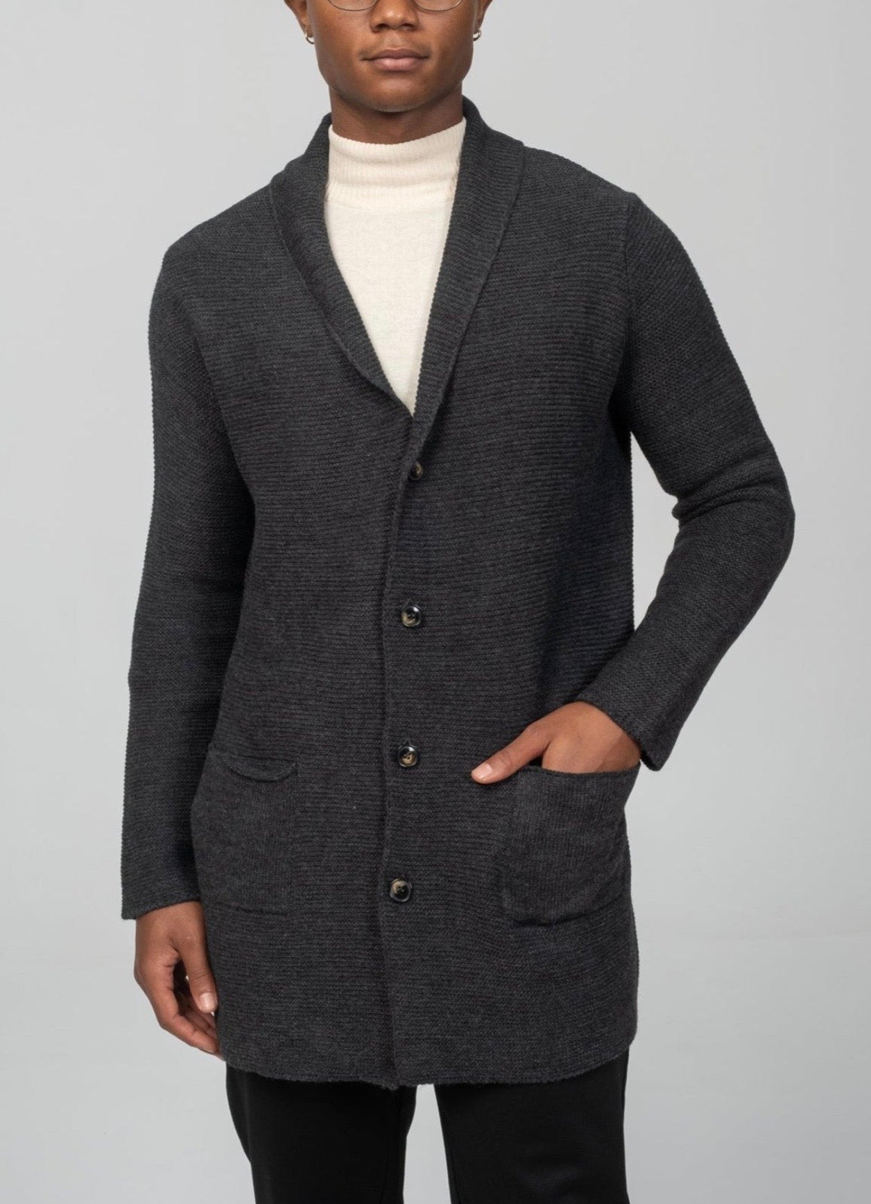 Shawl Lapel Cardigan Anthracite