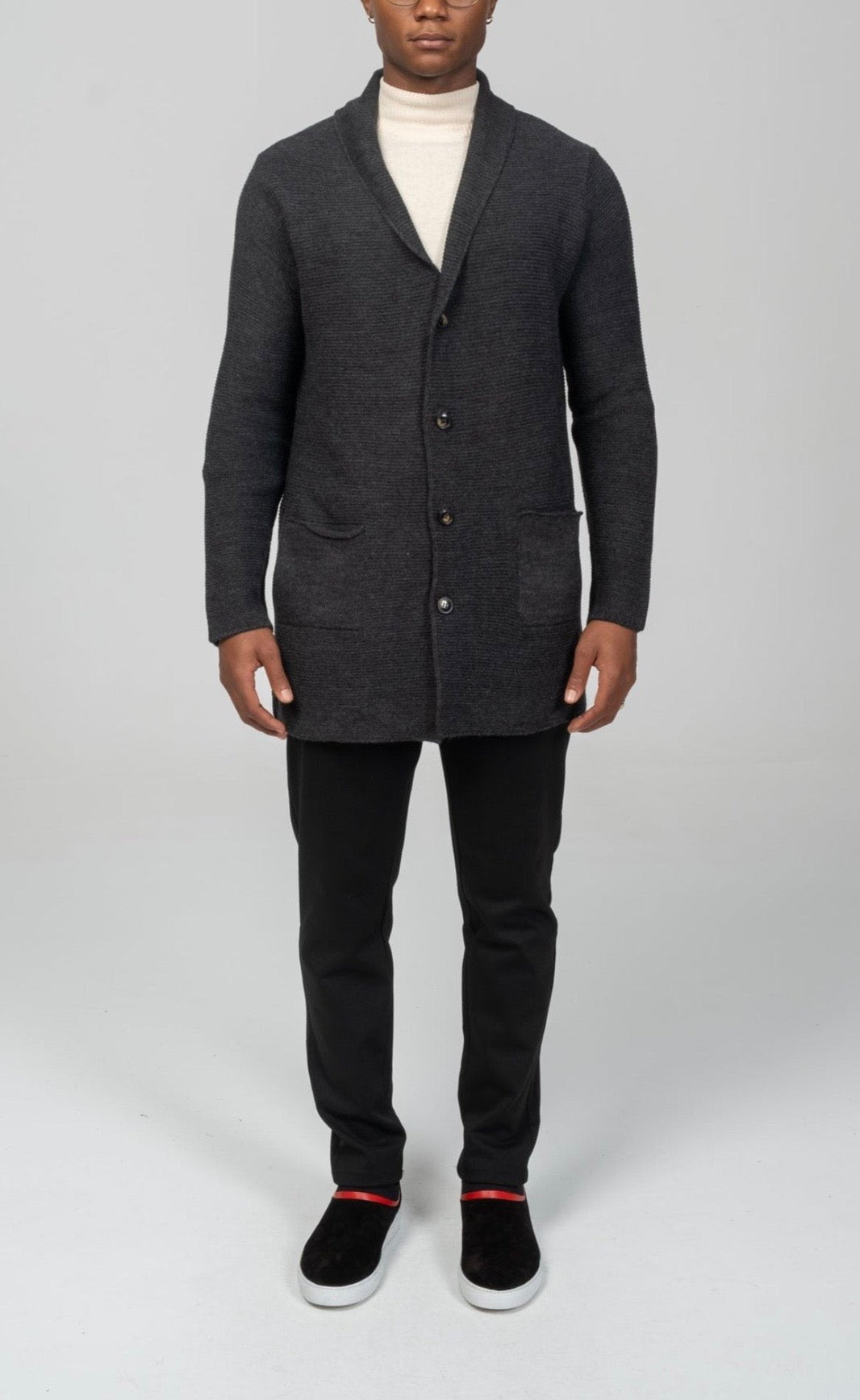 Shawl Lapel Cardigan Anthracite