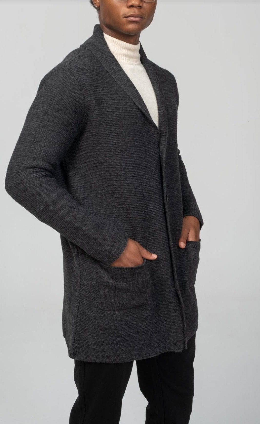 Shawl Lapel Cardigan Anthracite