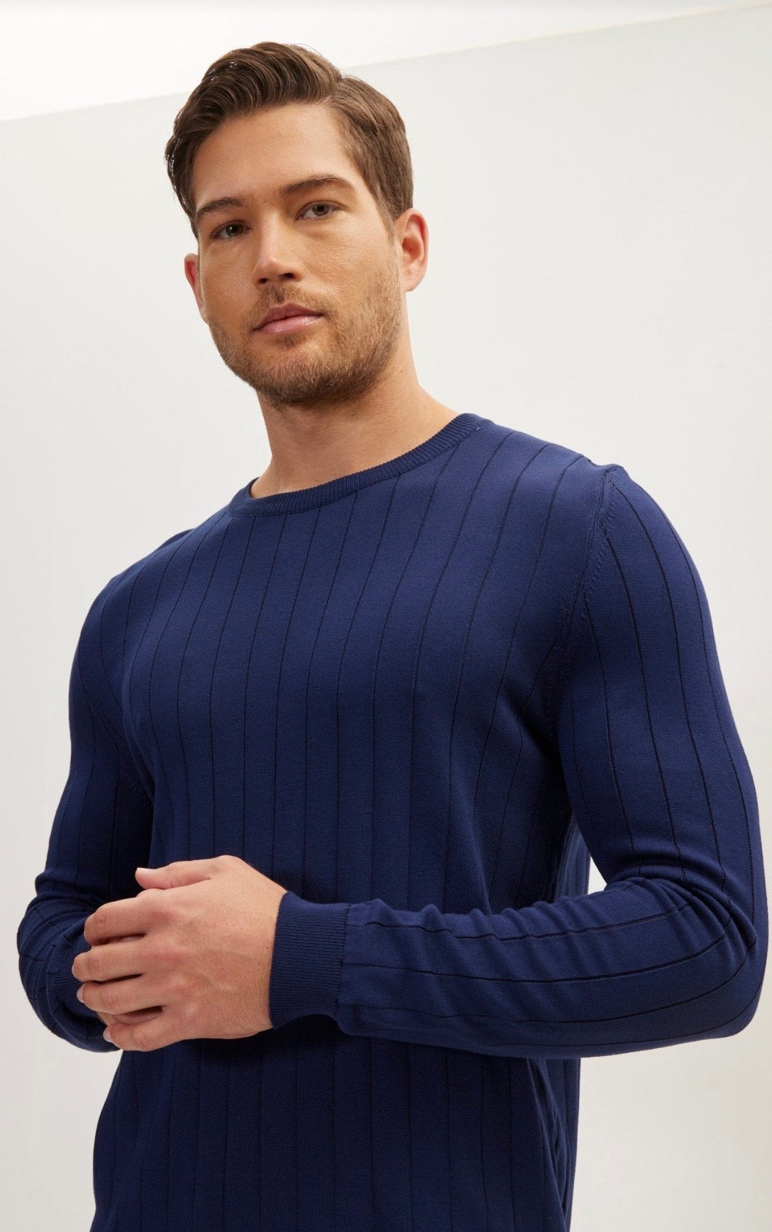 Strip Knit Sweater Navy