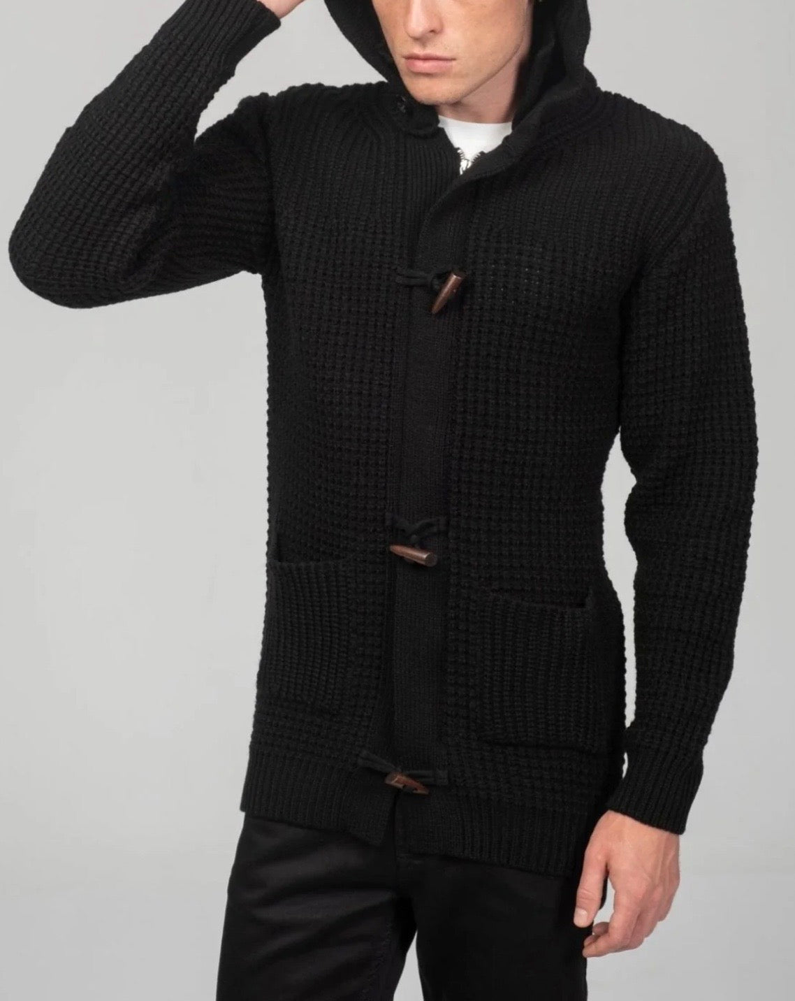 Hooded Lumber Cardigan Black