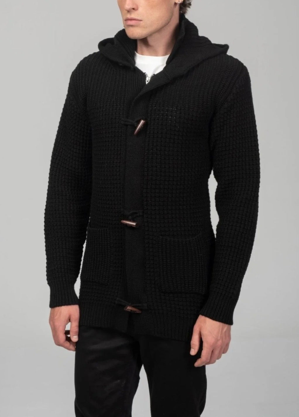 Hooded Lumber Cardigan Black