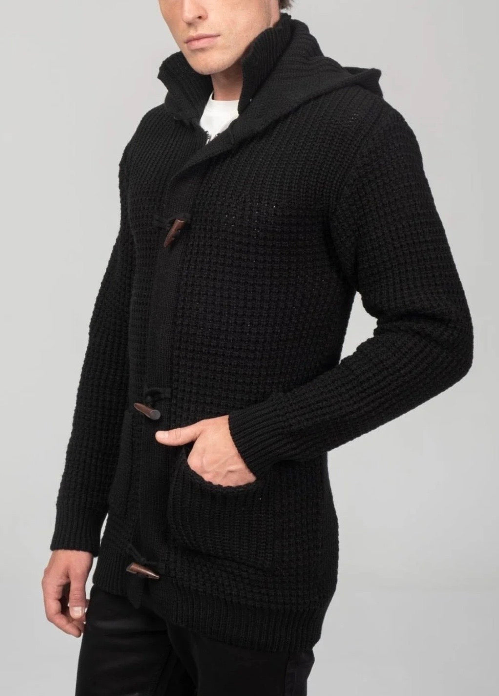 Hooded Lumber Cardigan Black