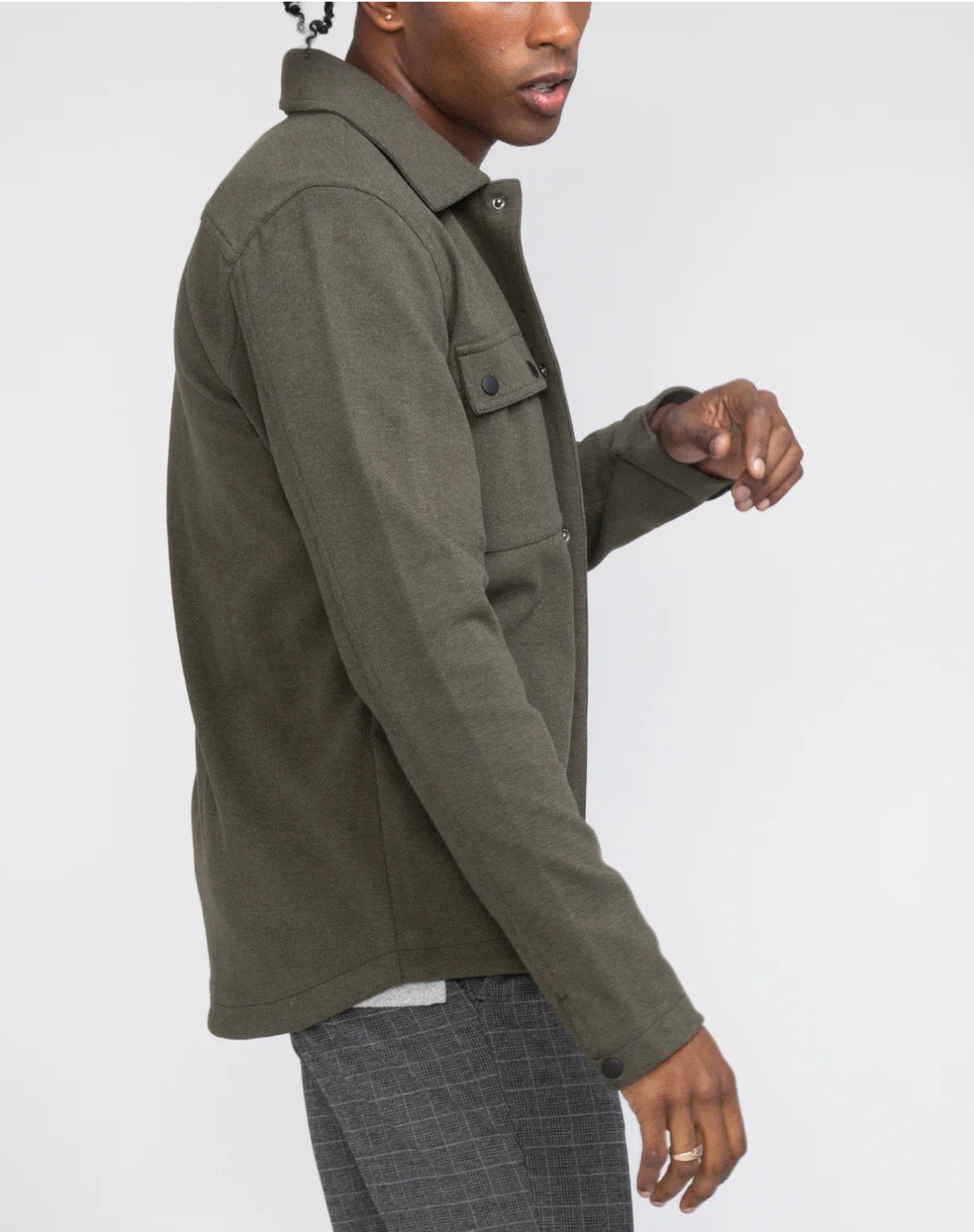 Bennett Snap Front Shirt Jacket Olive