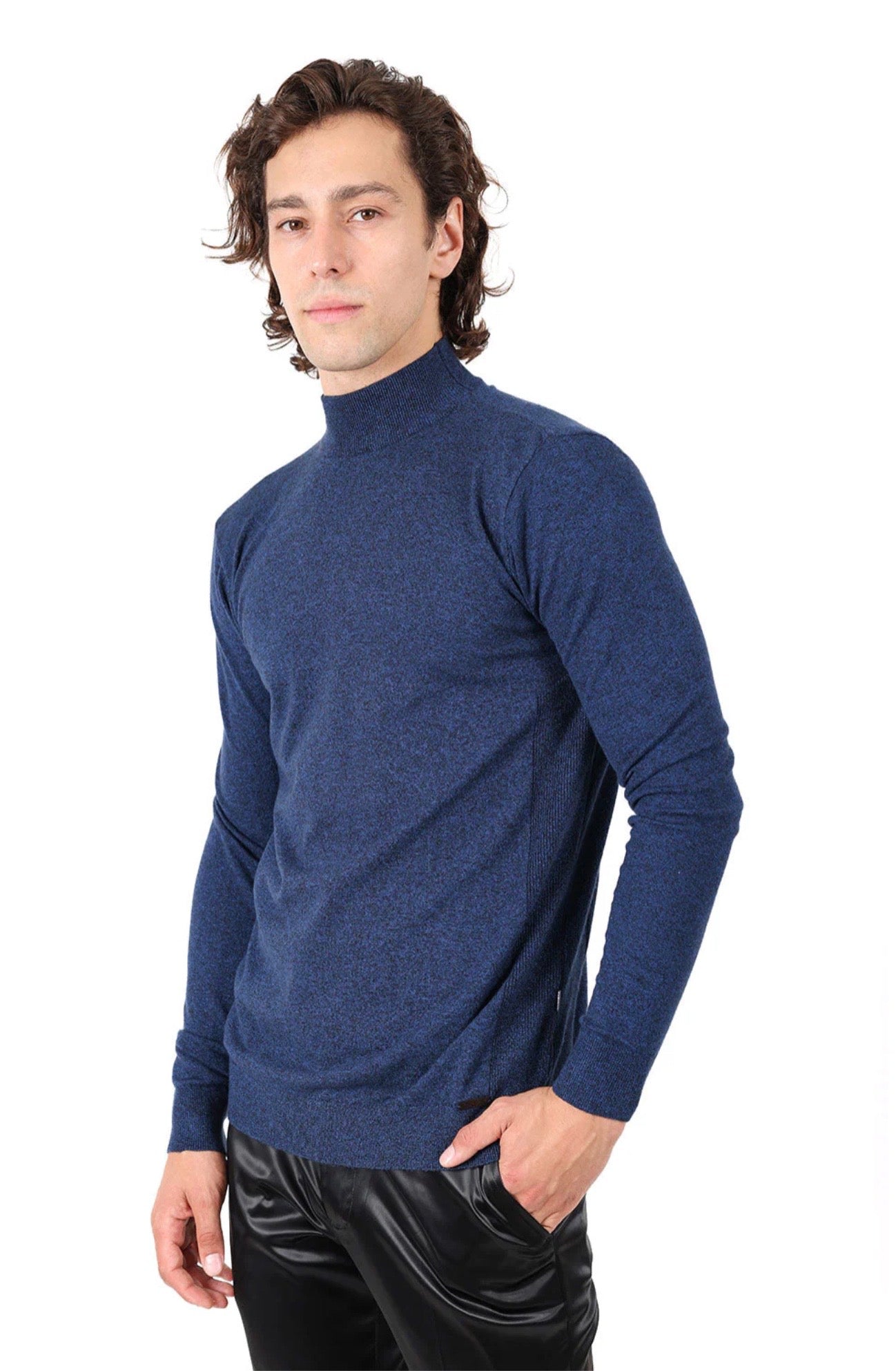 Mock Neck Sweater Navy Royal