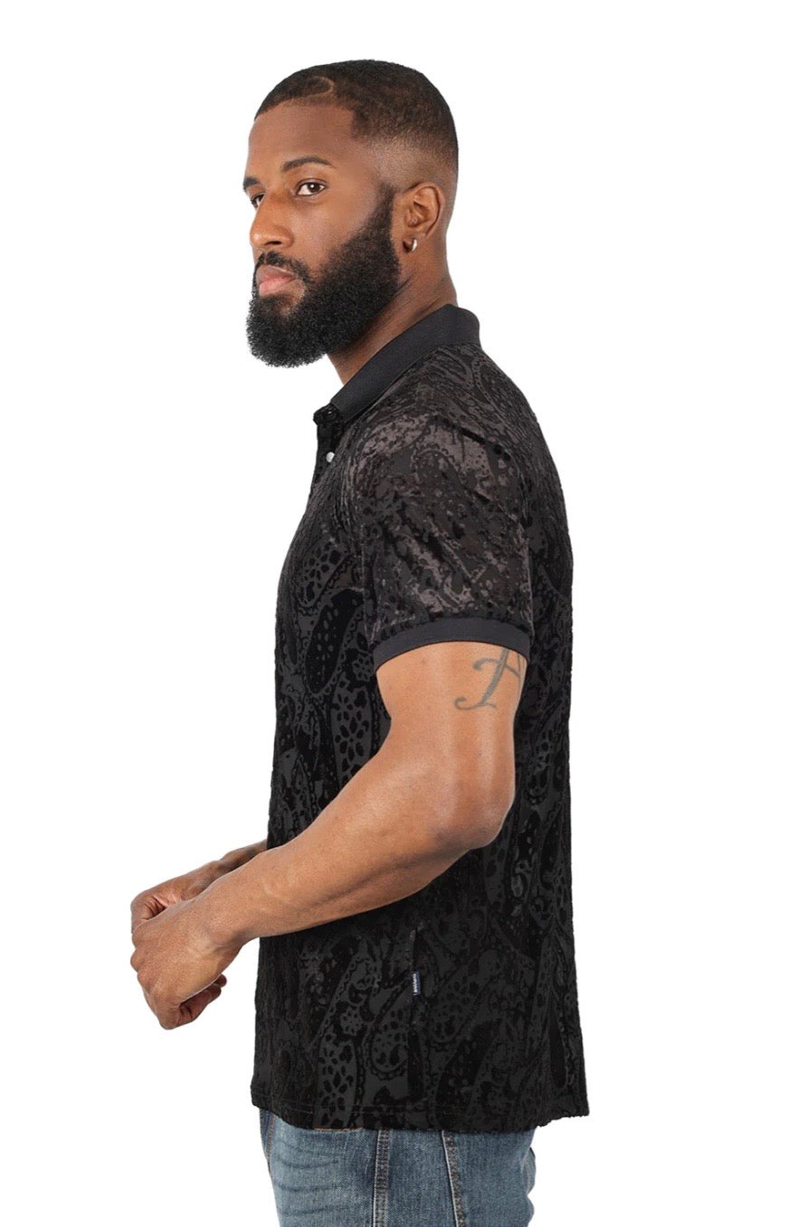 Paisley Polo T-Shirt Black