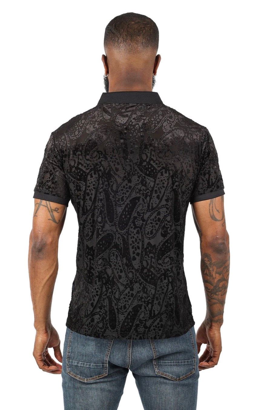 Paisley Polo T-Shirt Black