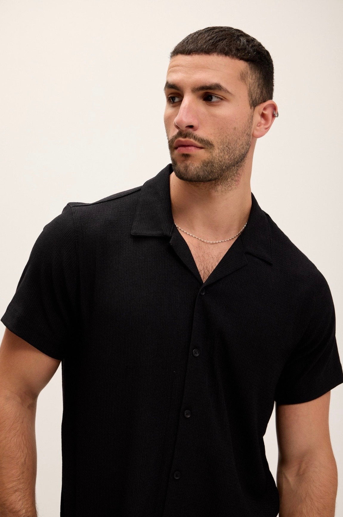 Lightweight Solid Camp Shirt Black