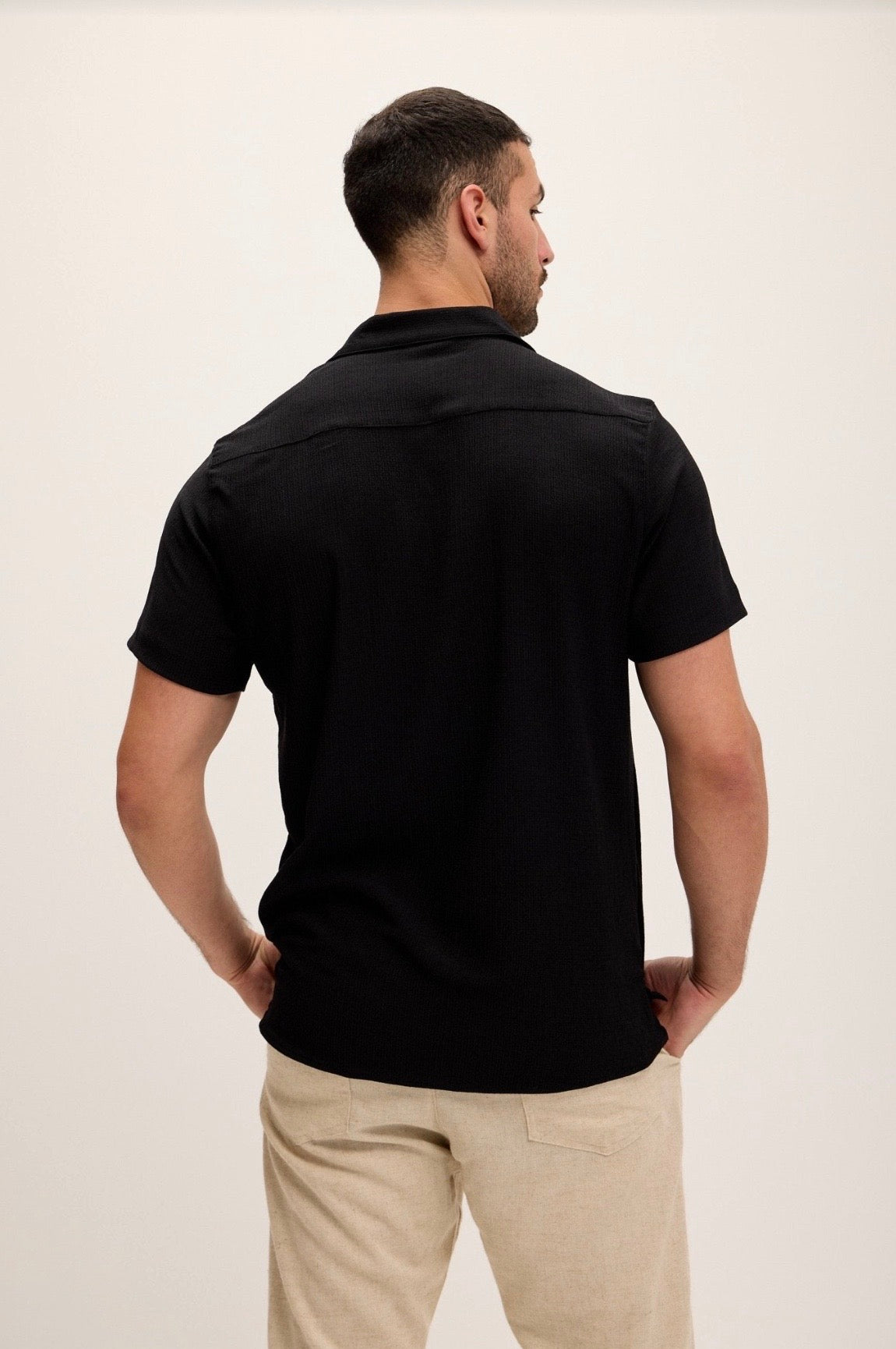 Lightweight Solid Camp Shirt Black