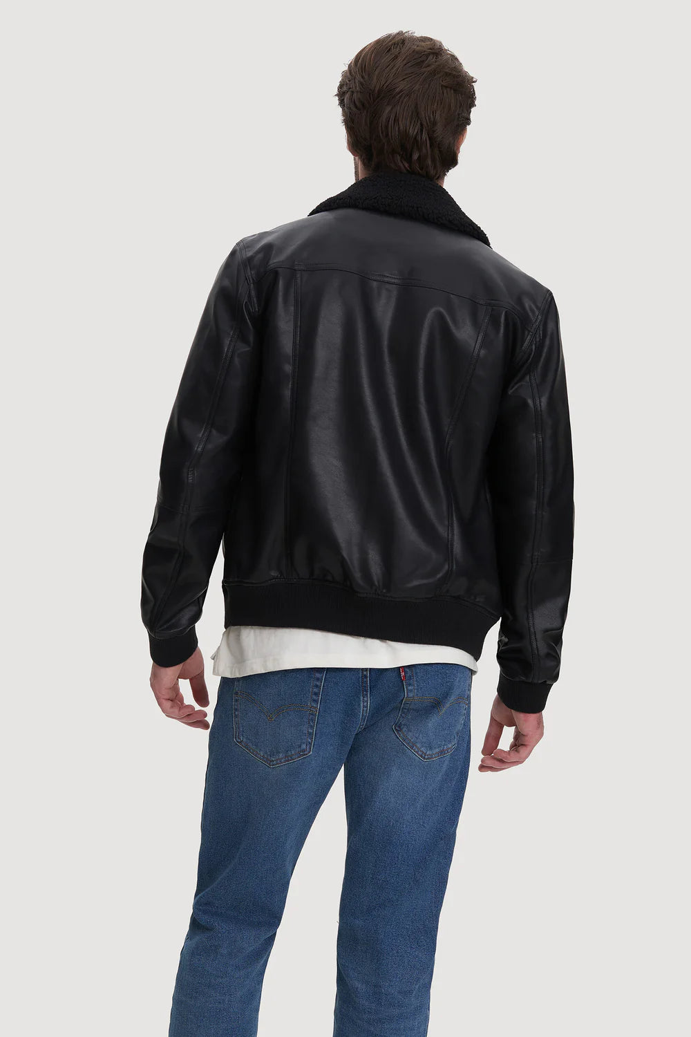 Vegan Leather Bomber Jacket Black