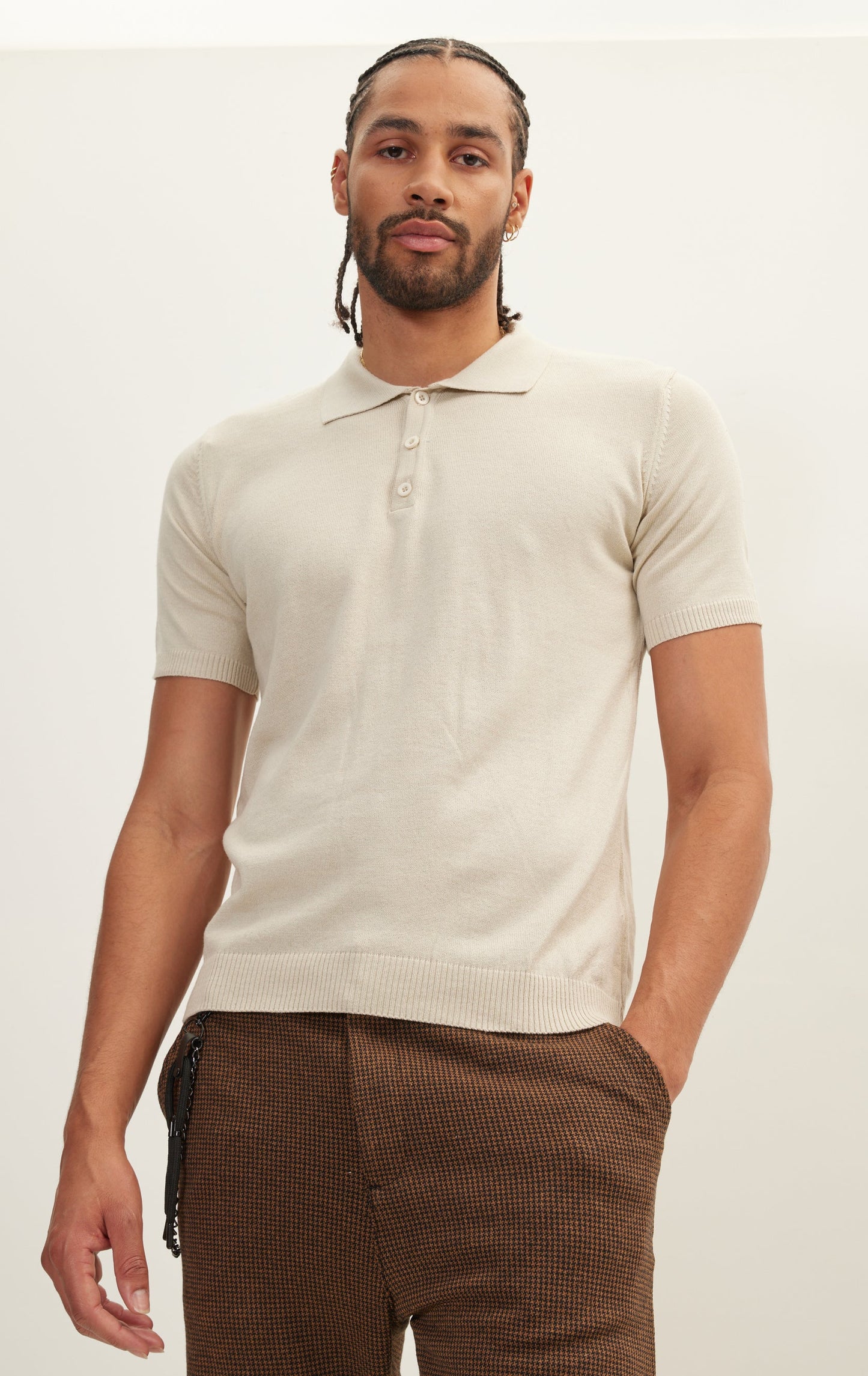Knitted Polo Shirt | Stone