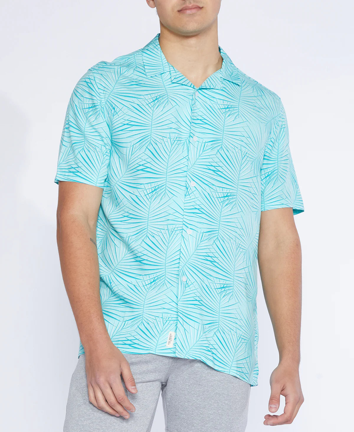 Frond Printed Resort Shirt  | Turquoise