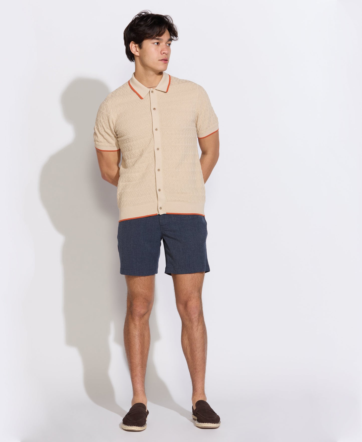 KALINO | full placket sweater polo | ecru