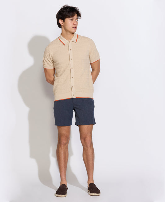 KALINO | full placket sweater polo | ecru