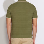 KALINO | full placket sweater polo | light olive