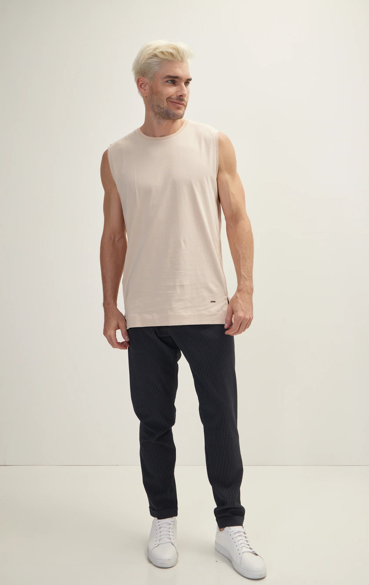 Beige Zero Sleeve T-shirt