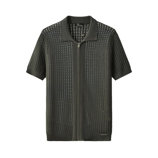 Breeze Mesh Zip Knit SS Shirt ARMY GREEN