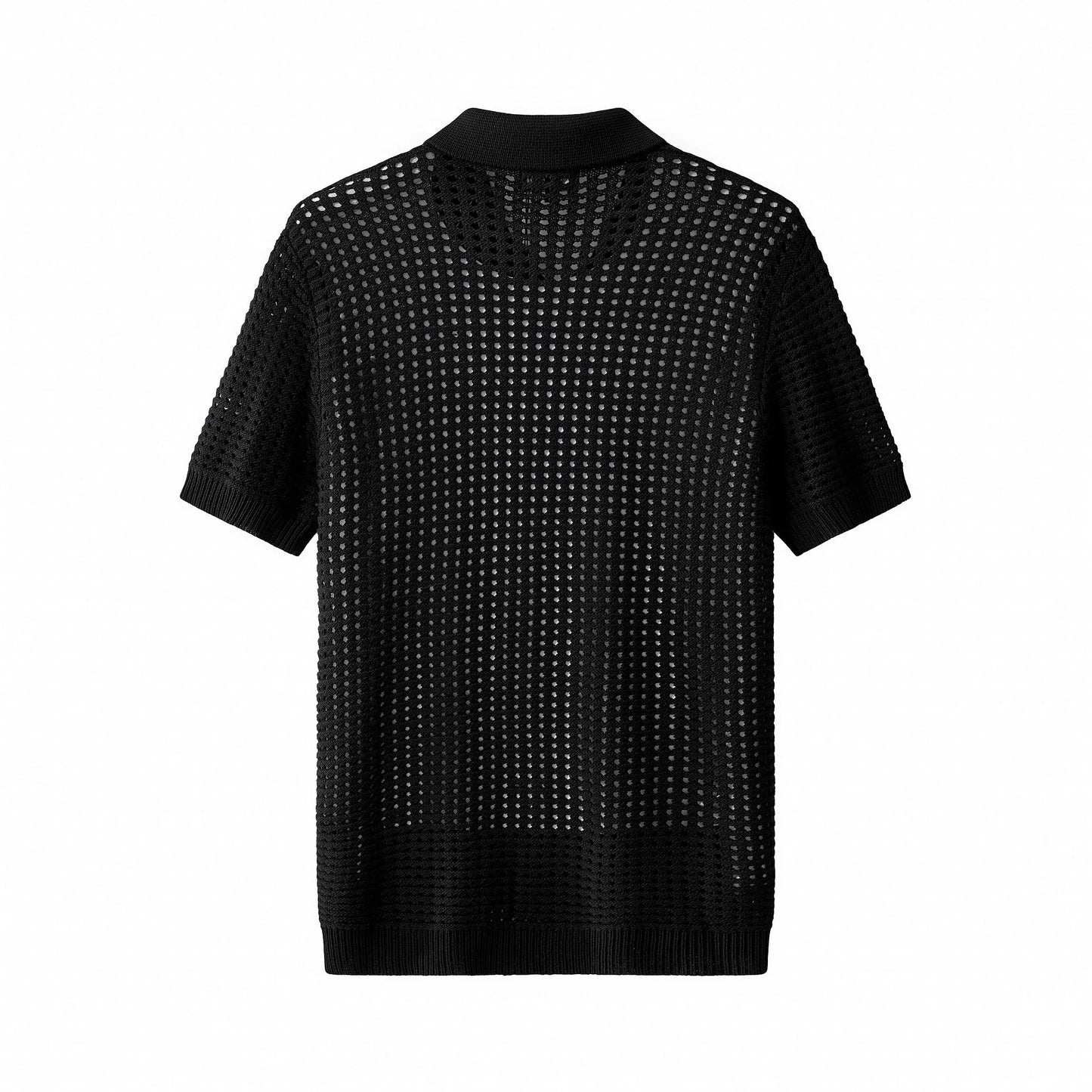 PSS621-Breeze Mesh Zip SS Shirt-BLACK
