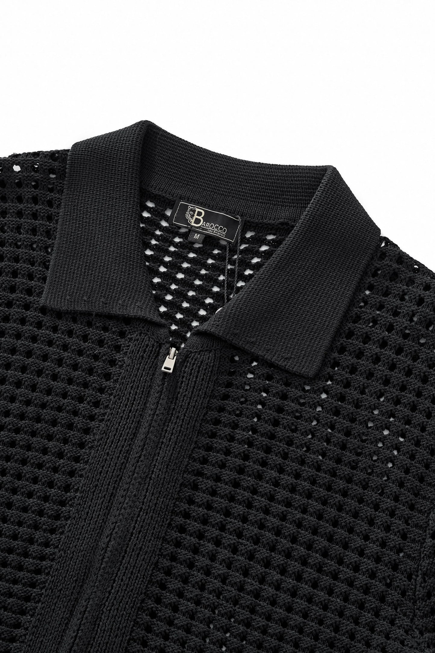 PSS621-Breeze Mesh Zip SS Shirt-BLACK