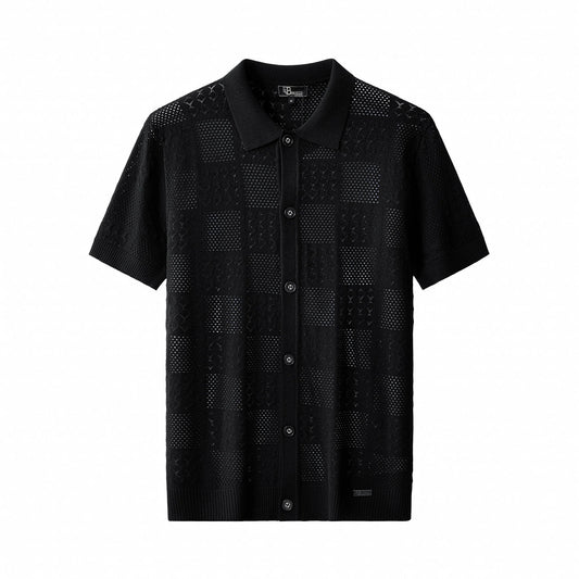 PSS623-Monaco Mesh SS Shirt-BLACK