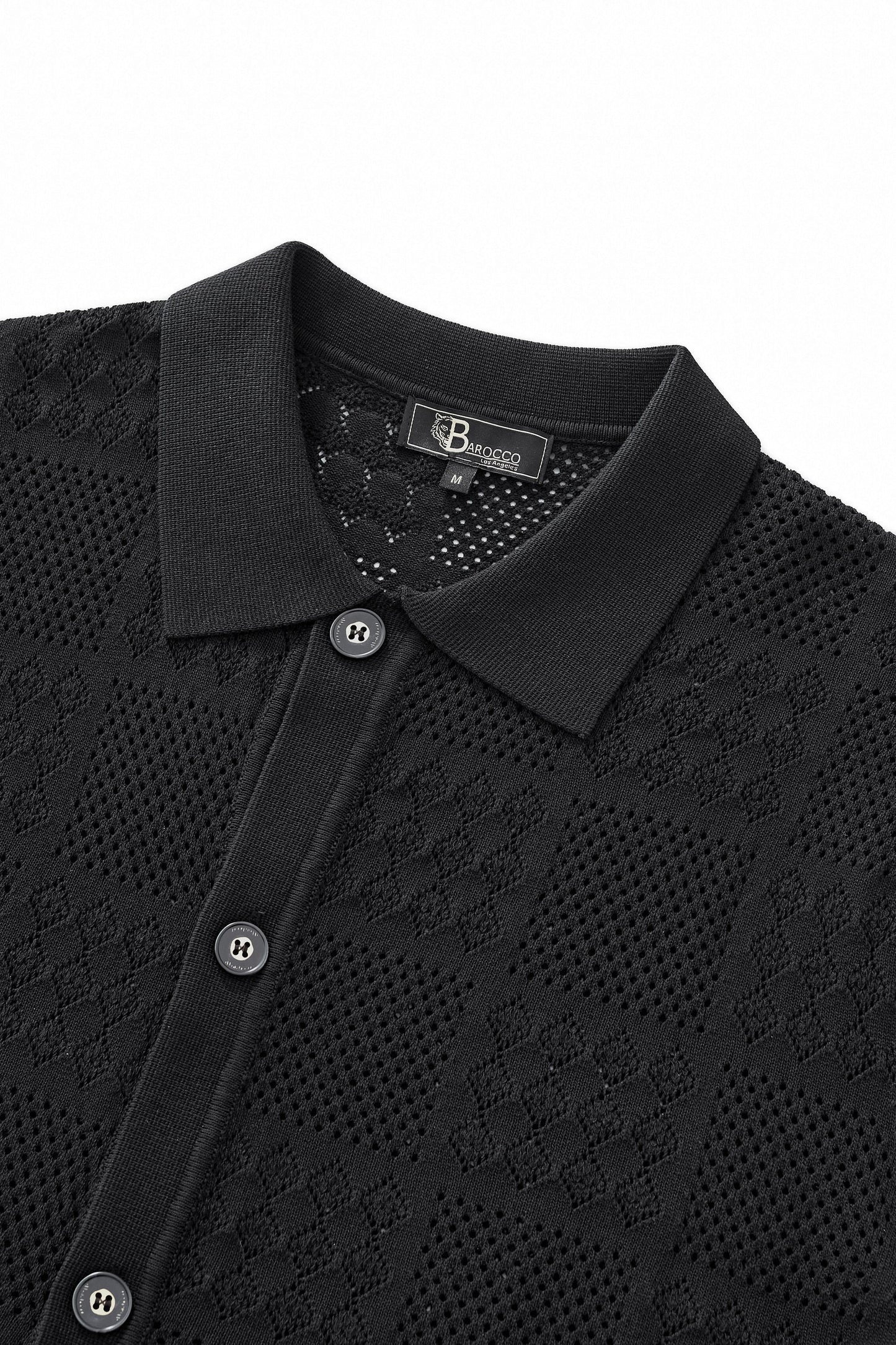 PSS623-Monaco Mesh SS Shirt-BLACK