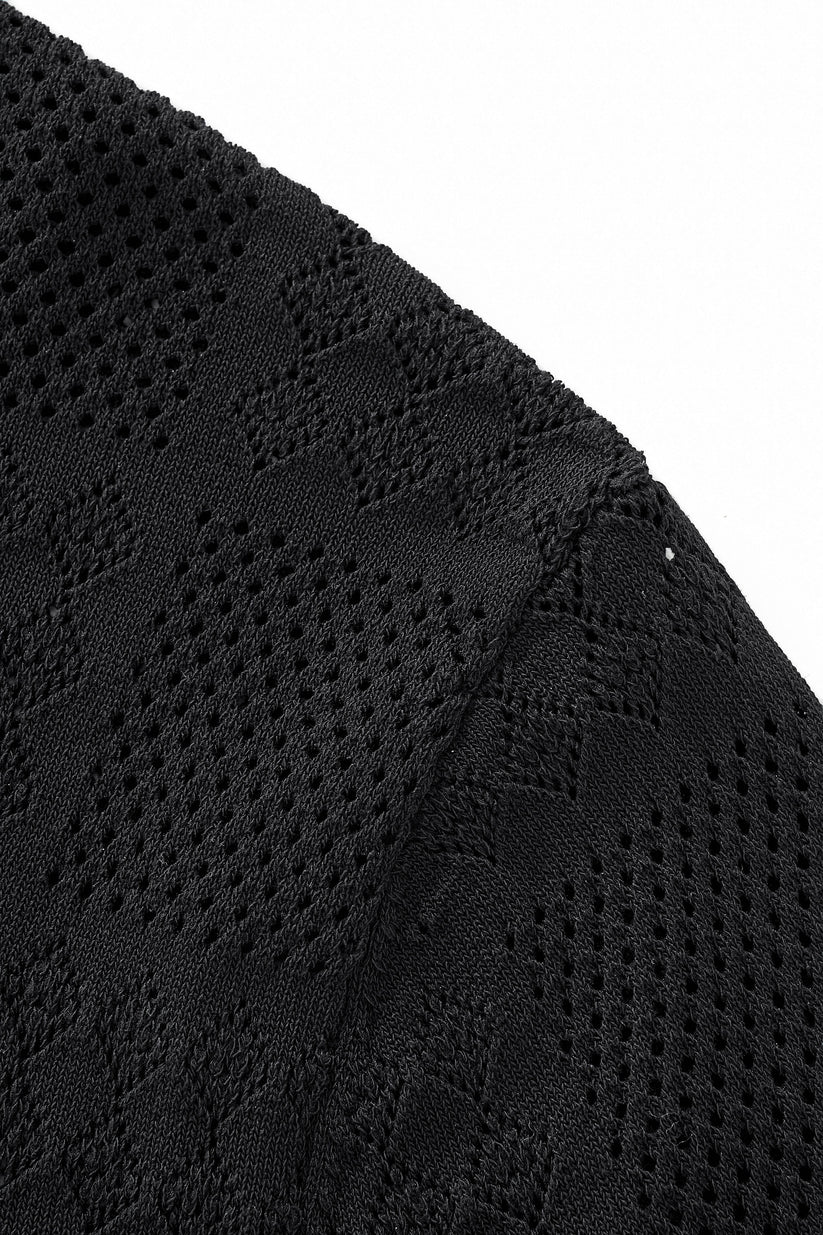 PSS623-Monaco Mesh SS Shirt-BLACK