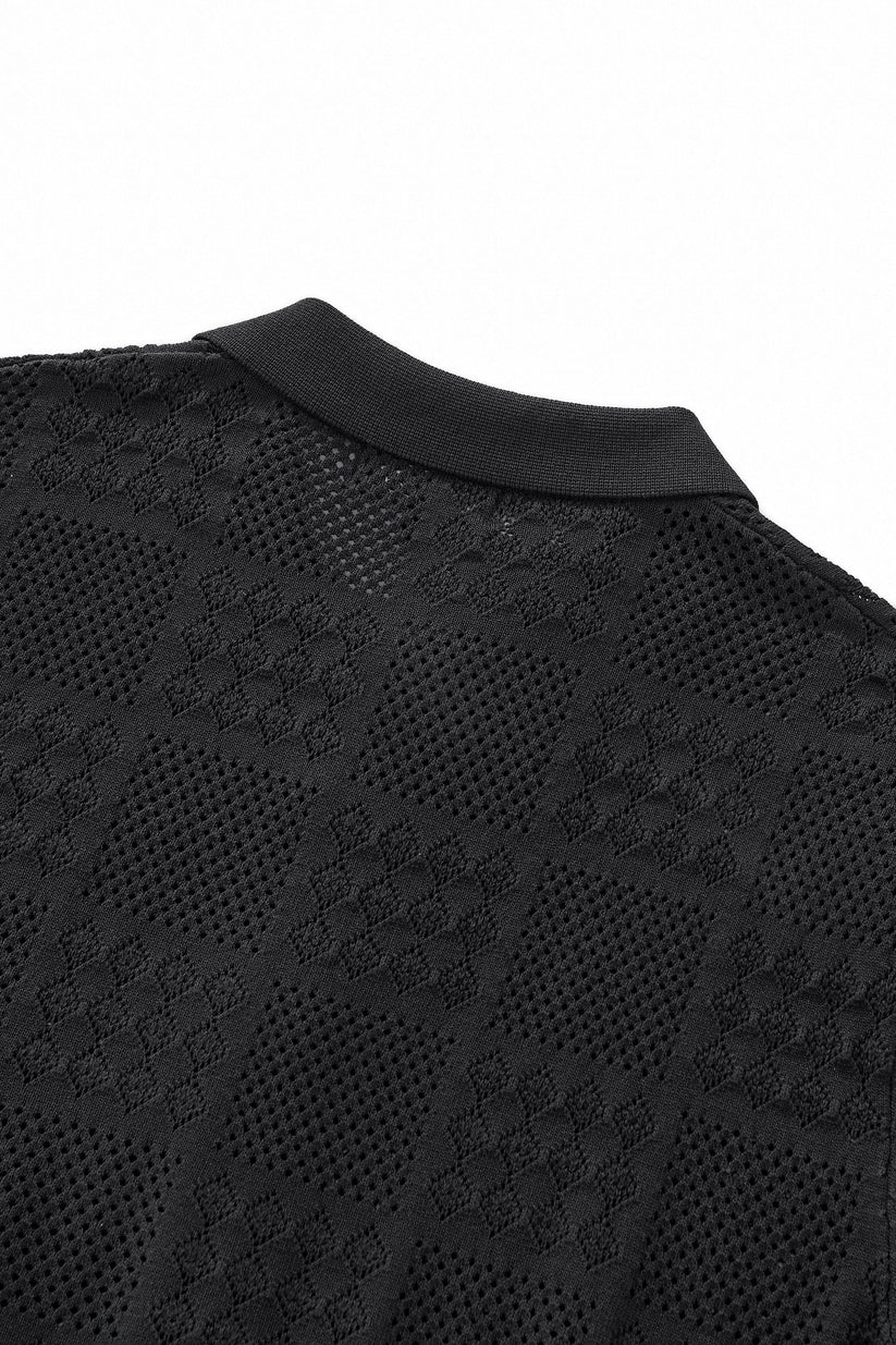 PSS623-Monaco Mesh SS Shirt-BLACK