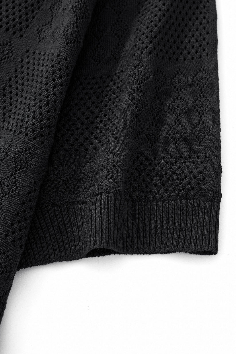 PSS623-Monaco Mesh SS Shirt-BLACK