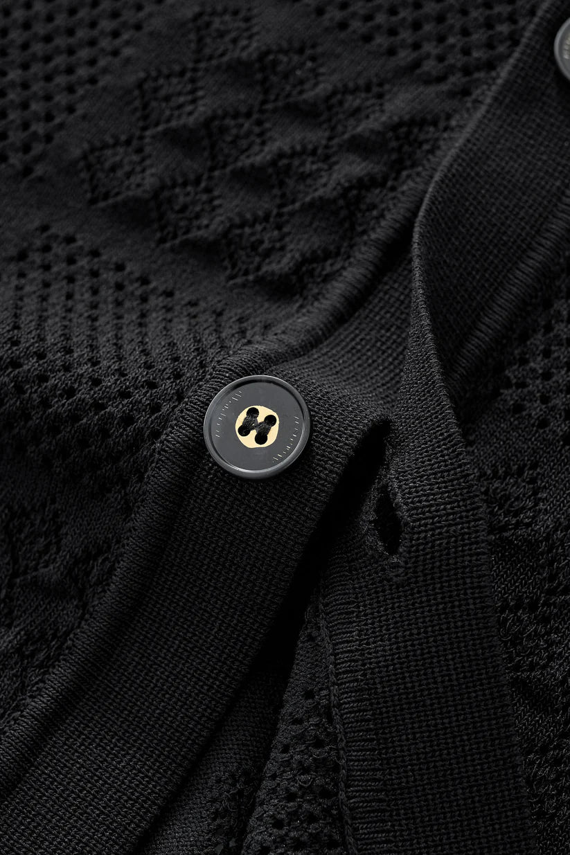 PSS623-Monaco Mesh SS Shirt-BLACK