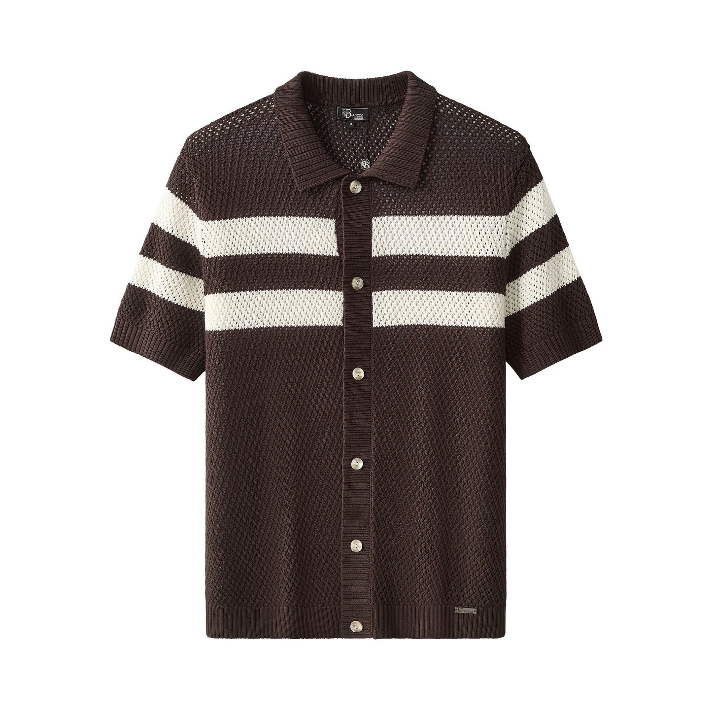 PSS625-Marina Stripe SS Shirt-COFFE
