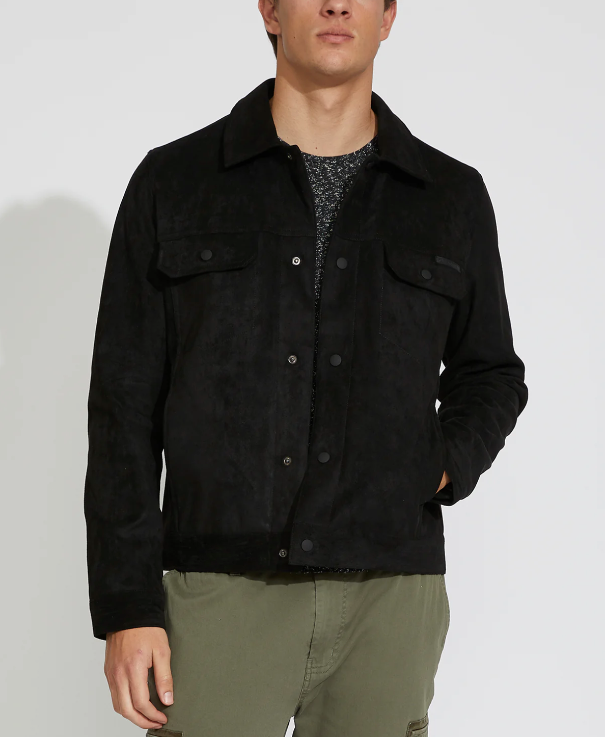 Mabel Suede Trucker Jacket Black