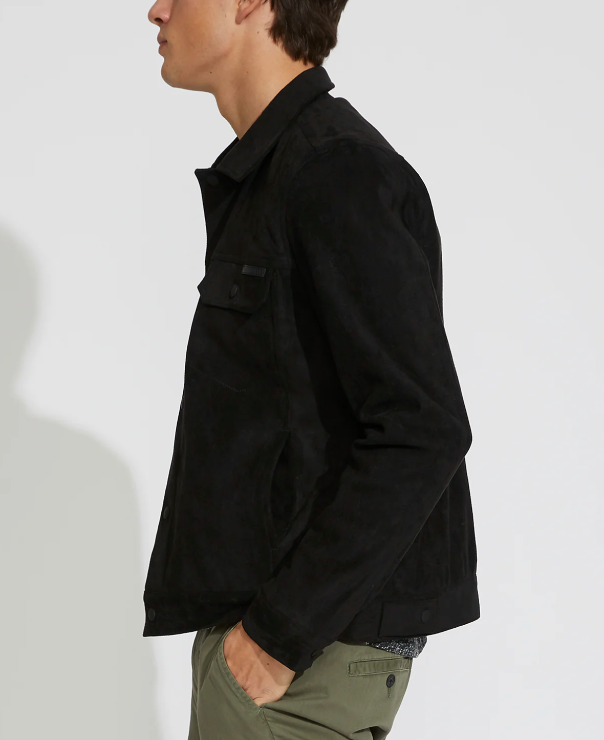 Mabel Suede Trucker Jacket Black