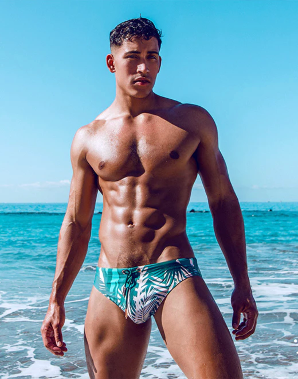 V10 Print Swim Brief - Feuille Green