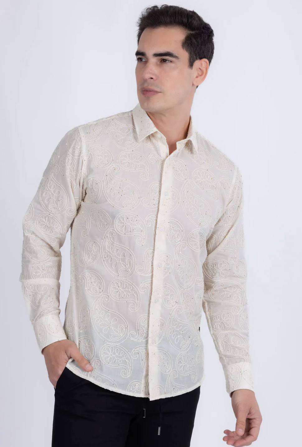 Embroidered Long Sleeve Shirt