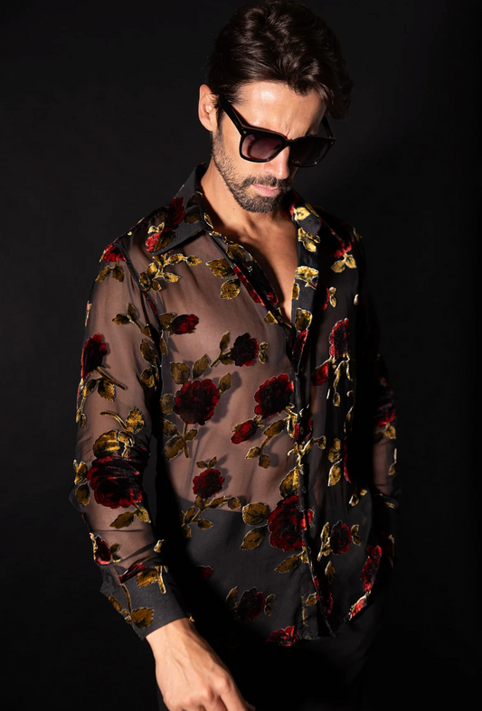 Rose Black Long Sleeve Shirt