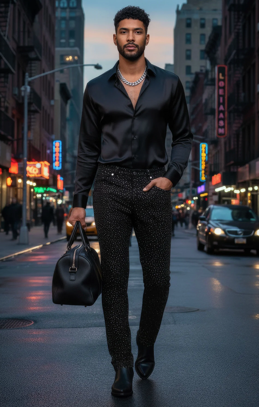 Rhinestone Jeans Black