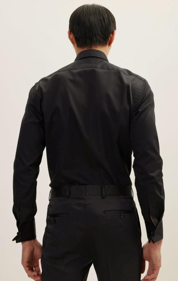 Placket Pleated Tuxedo Shirt