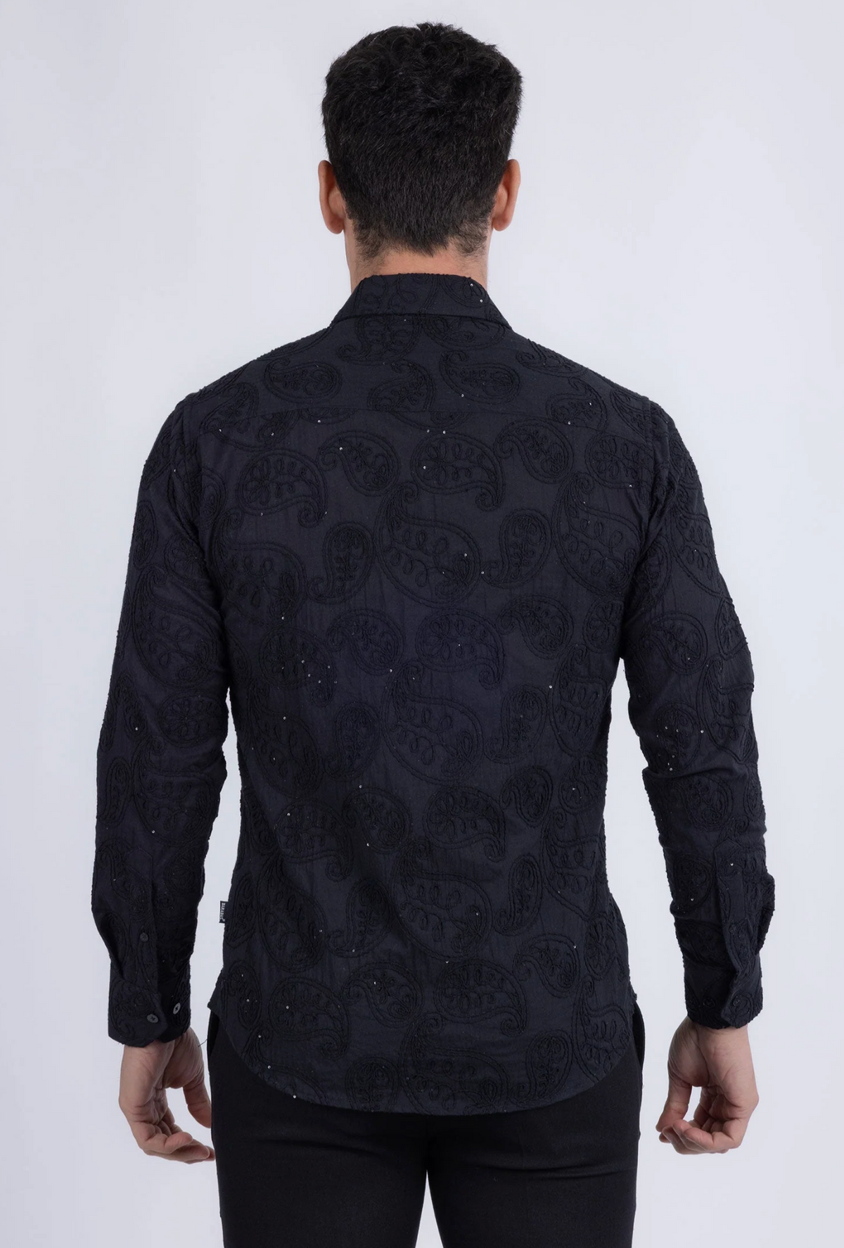 Hedged Embroidered Long Sleeve Shirt