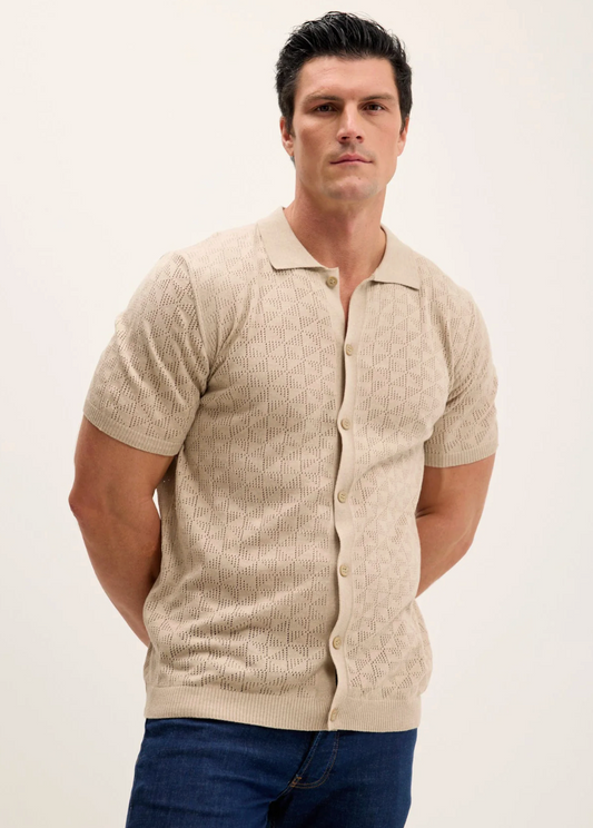 Geometric Crochet Knit Polo