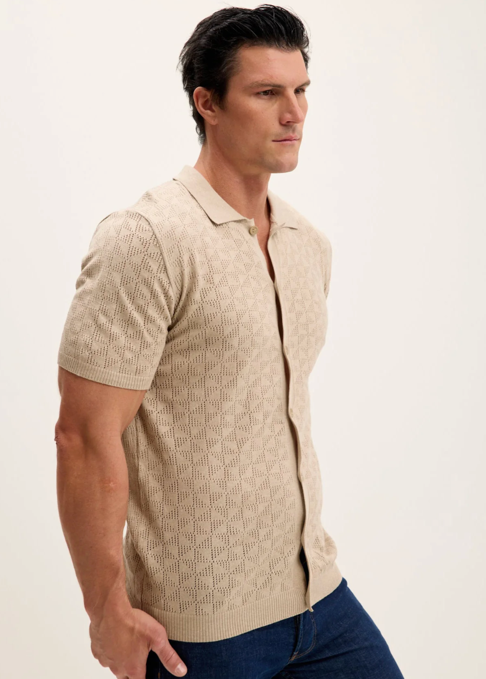 Geometric Crochet Knit Polo