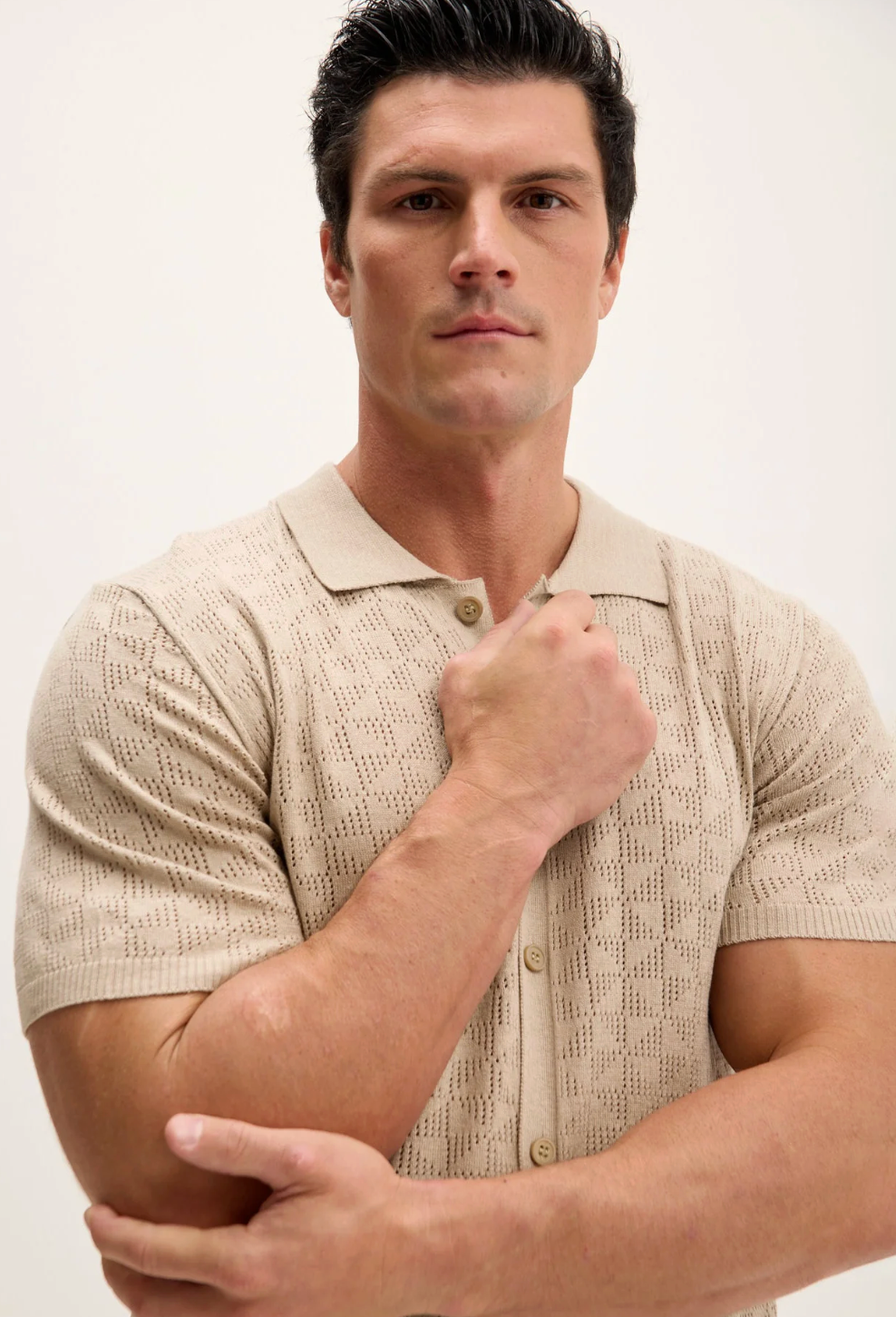 Geometric Crochet Knit Polo