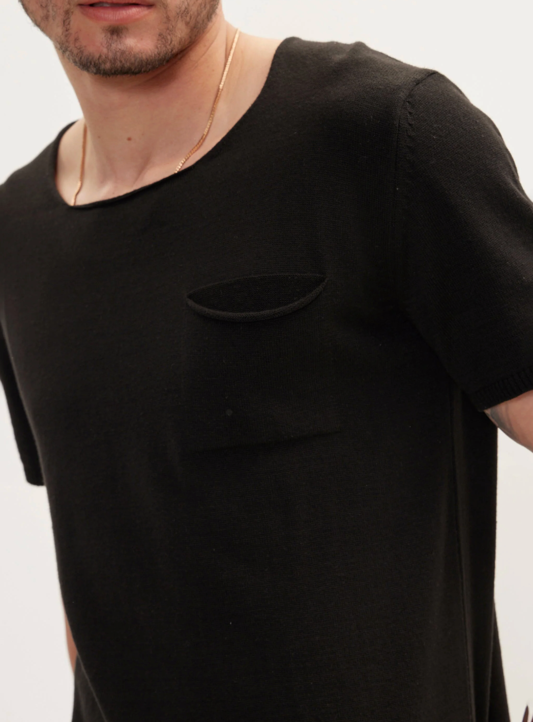 Wide Neck Knitted T-shirt