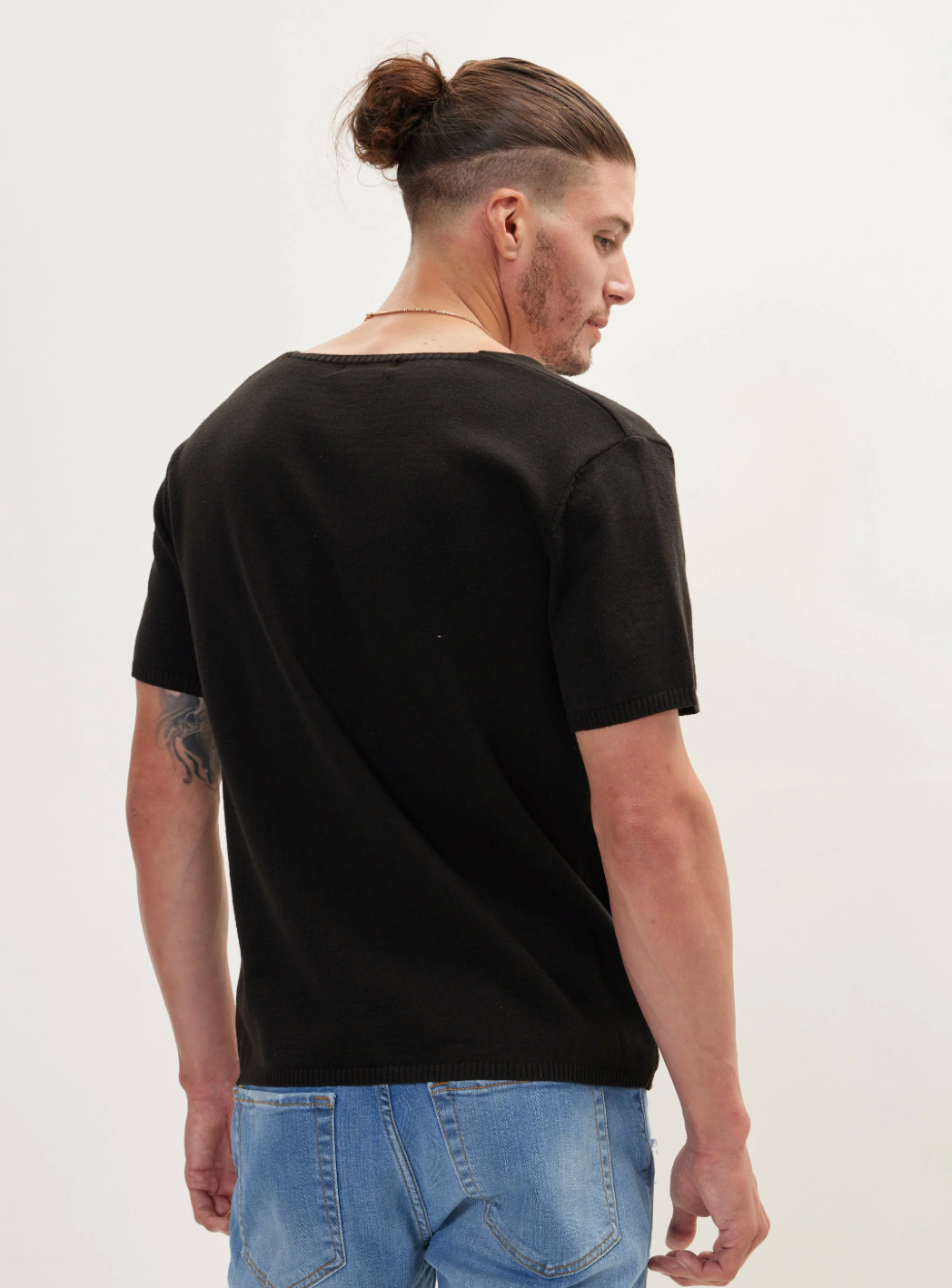 Wide Neck Knitted T-shirt