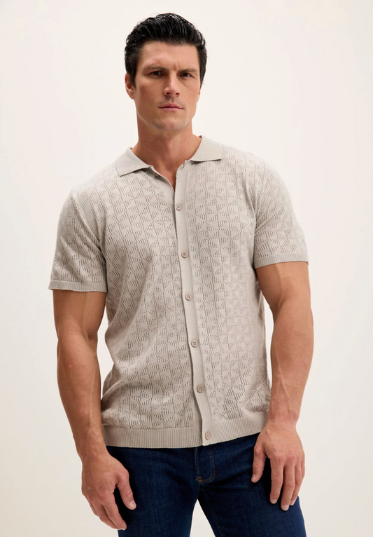 Geometric Crochet Knit Polo