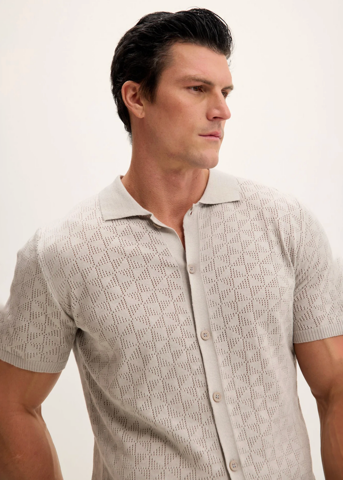 Geometric Crochet Knit Polo