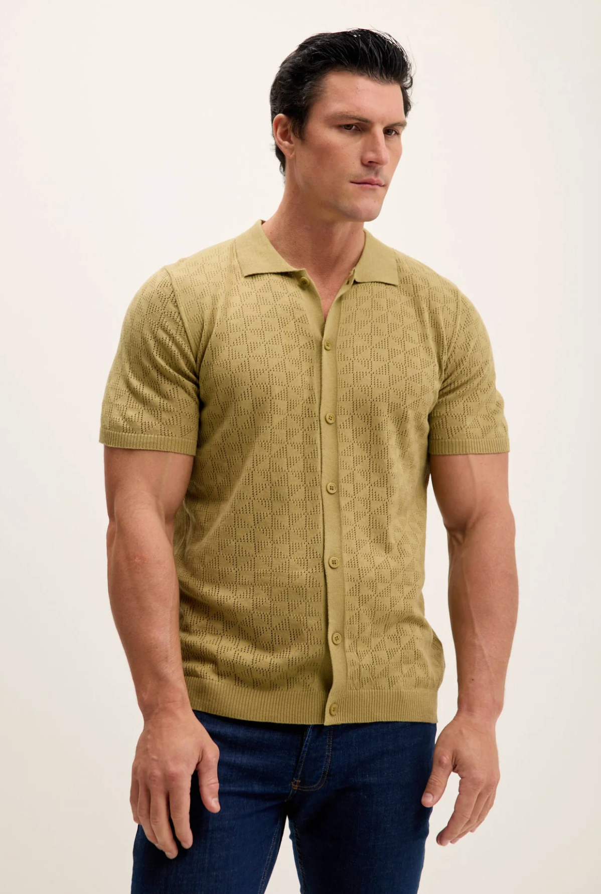 Geometric Crochet Knit Polo