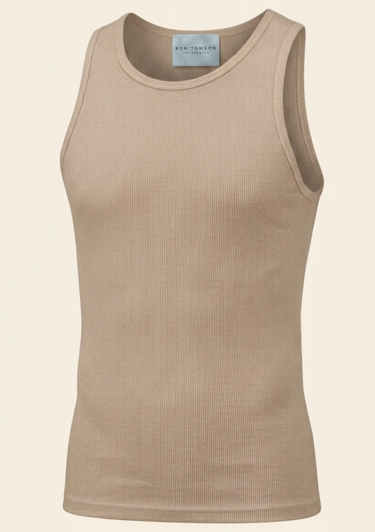 Ribbed Elastic Cotton Tank Top